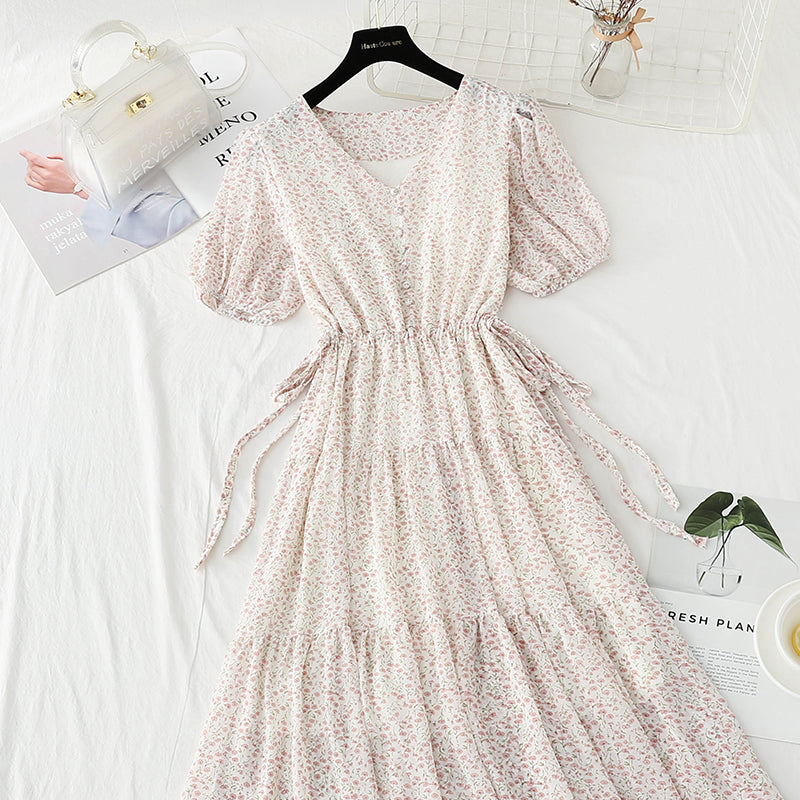 French first love sweet little fresh floral skirt tea break temperament small skirt  4881