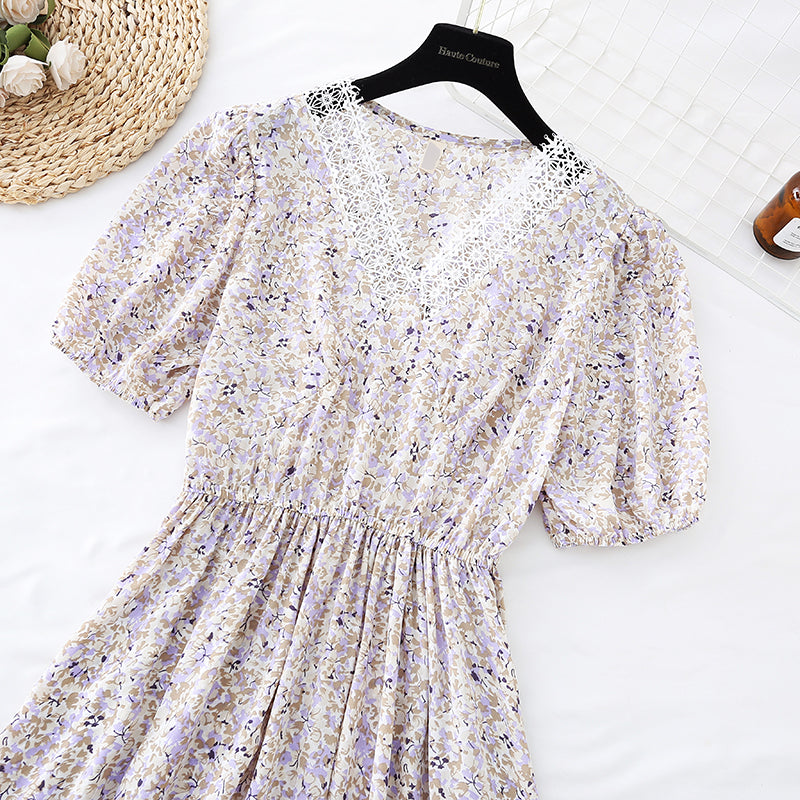 New chiffon skirt temperament gentle wind French slim skirt  4659