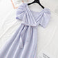 Einteiliges Kleid mit schmaler Taille Baumwoll-Leinen-Rock Französisches Kleid 4171
