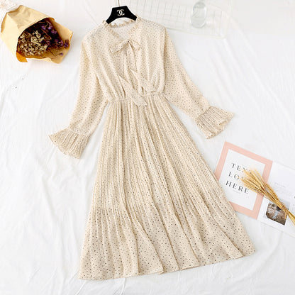 Französischer Retro-Innenrock mit gepunktetem Boden, mittellang 3965