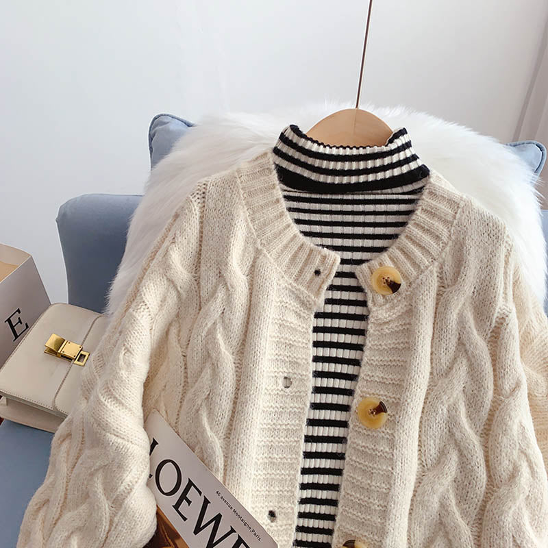 Retro twist sweater coat Korean top  5036