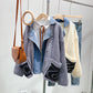 Denim stitched fake two sweater coat knitted cardigan  5038