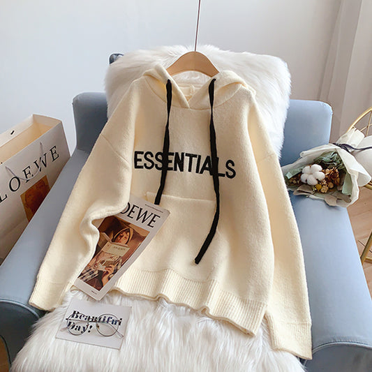 Lazy Letter bestickter Hoodie-Pullover 5158