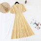 New waist closing single breasted slim Chiffon French retro dress  4516