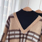 Vintage Plaid half high neck sweater  5033