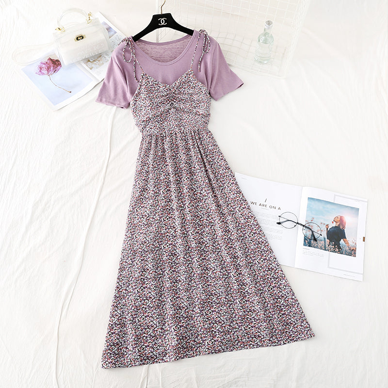 Kleines frisches süßes Strapskleid mit zerbrochenen Blumen 4587