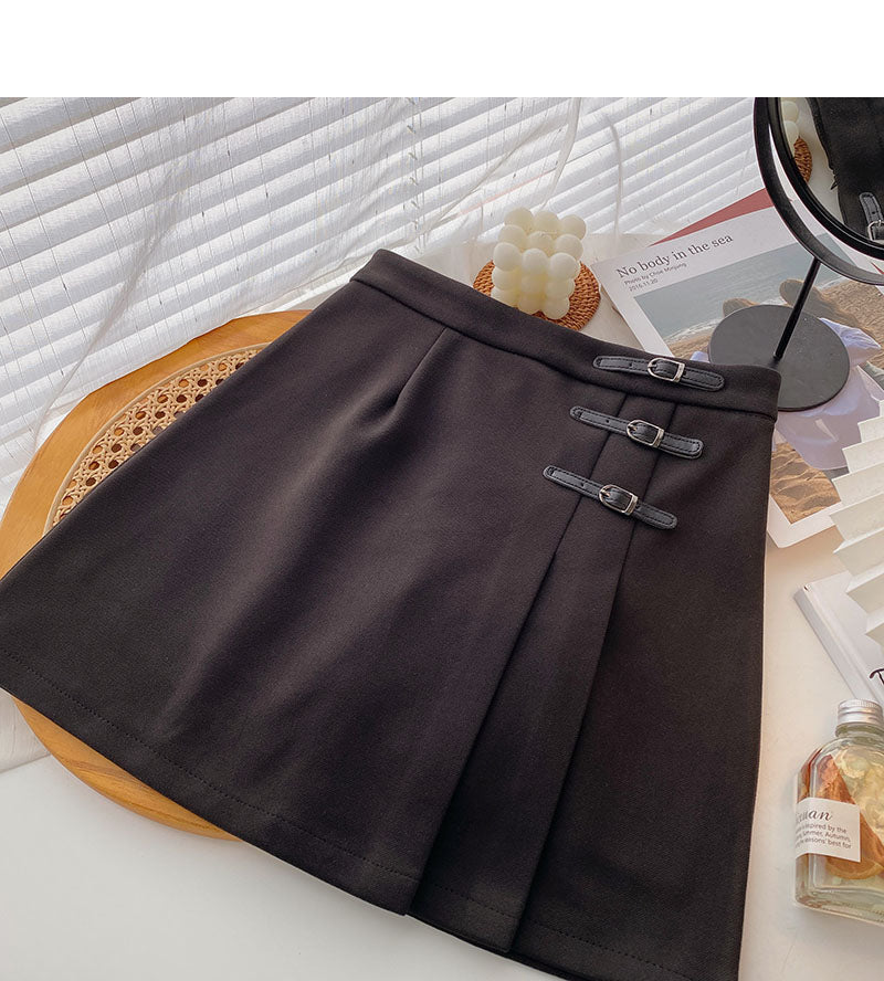 Pleated skirt is thin, A-line high waist and versatile short skirt  5422
