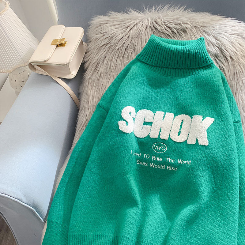 Pull col montant, tricot et pull polyvalents de style étranger 5051