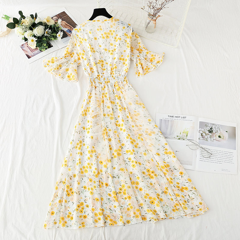 Chiffon floral skirt first love department sweet aging knee length skirt  4426