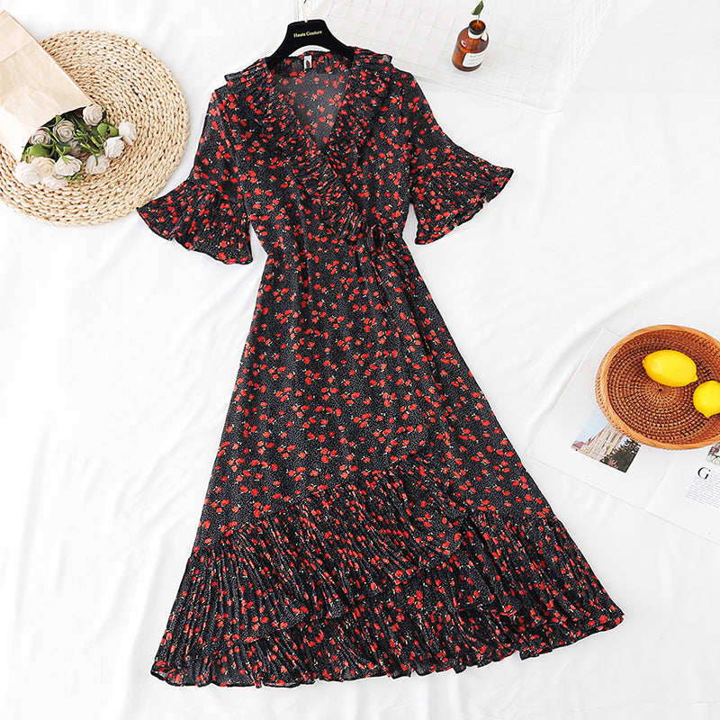 Der neue einteilige Rüschenrock zeigt dünnes Temperament, indem er die Taille schließt 4662