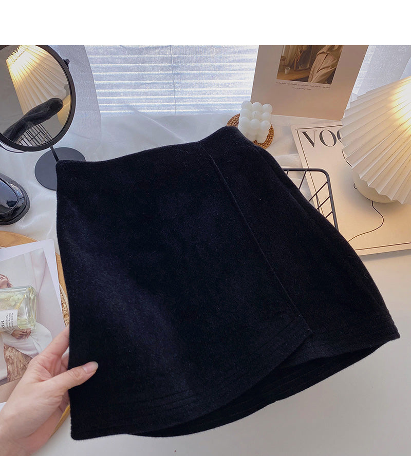 Wollrock in A-Linie mit unregelmäßigem Design zeigt dünne hohe Taille und Hüftrock 5273