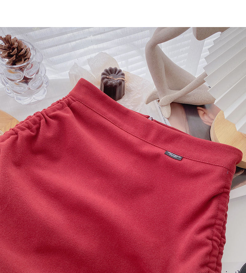 High waist hip wrap design, personalized slim drawstring A-line skirt  5398