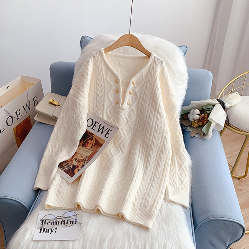 Medium length sweater lazy style sweater top  4960