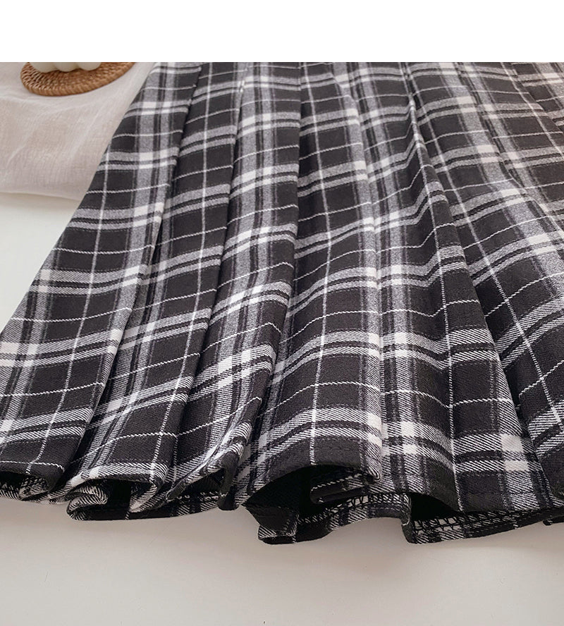 Japanese retro age reducing Plaid high waist pleated skirt  5426