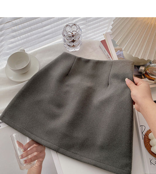 Korean versatile slim wrap hip high waist A-shaped skirt  5455