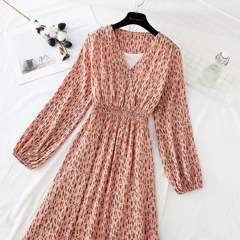 Slim inside with bottomed skirt long sleeve slim Chiffon Skirt  4831