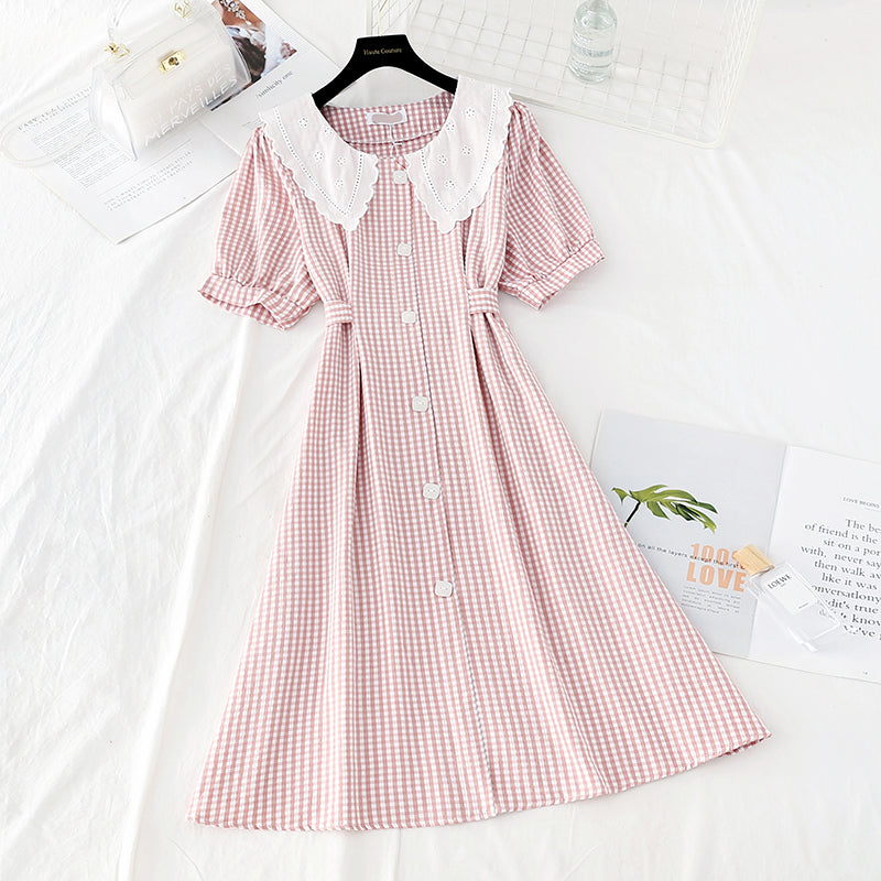 Doll neckline waistband shows thin temperament skirt  4183