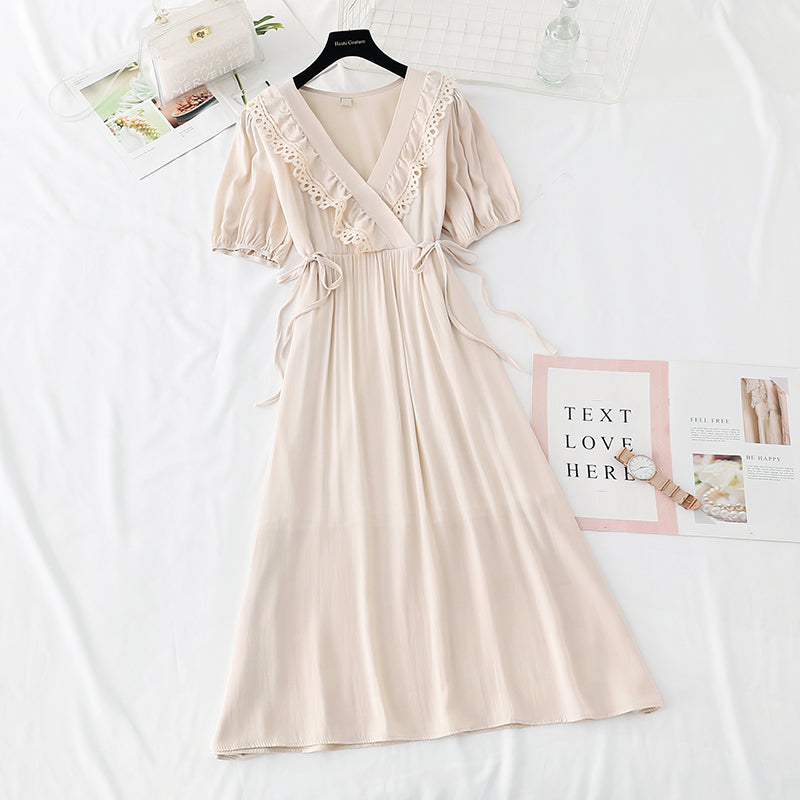 French retro skirt fairy super xiansen lace up waist length skirt  4155