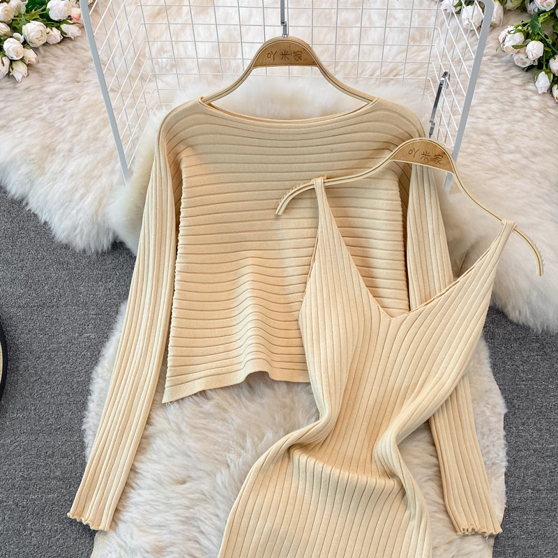 Slim knit suspender dress  3763