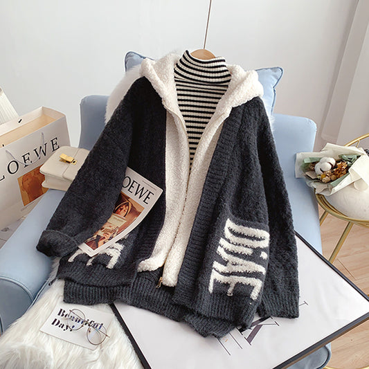 Pullovermantel aus Lammwolle, mittellang, fauler Stil 5163