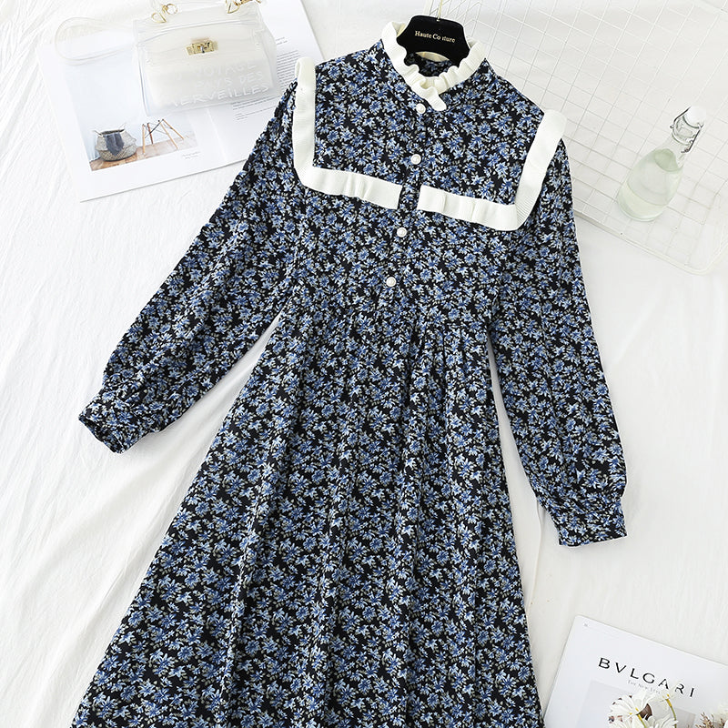 New Mori floral retro French Plush bottomed skirt  4562