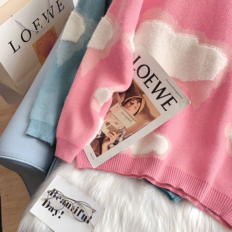 Round neck sweater women's Korean sweater top  5037