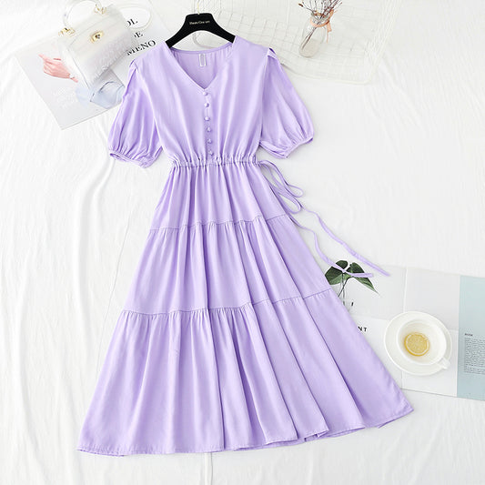 Lace up waist to show thin temperament French minority Retro  4177