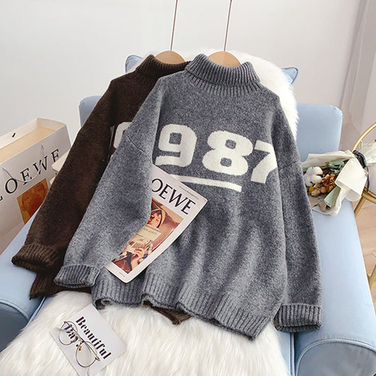 Lässiger Wind- und Fremdstil-Pullover mit gealtertem Saum 5155