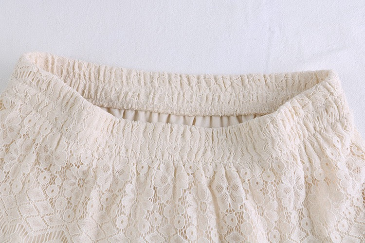 Hollow Splicing Mesh Skirt, High Waist Skirt  3685