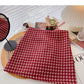 The new Korean version of foreign style retro personality lattice thin Hip Wrap Skirt  5316