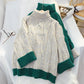Twist high neck sweater female retro Japanese lazy  4910