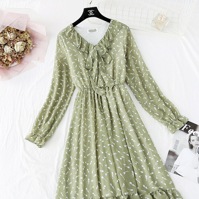 Vintage Floral Dress Chiffon Dress fairy super fairy series  4018