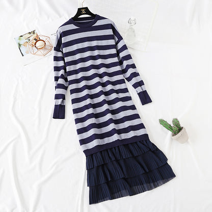 Super loose stripe knit dress  4445