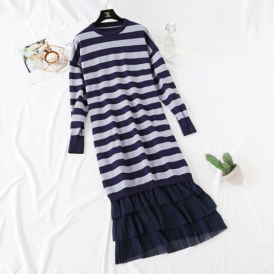 Super loose stripe knit dress  4445
