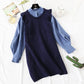 Slim sweater knitted vest vest with shirt skirt  4450