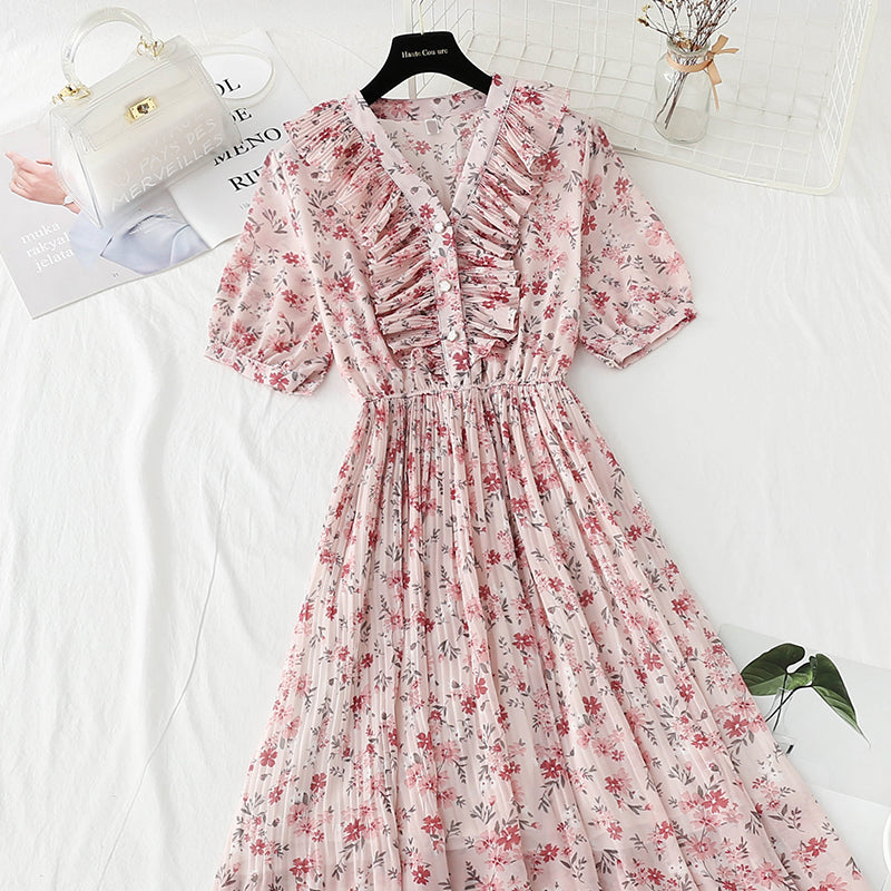 Jupe douce du premier amour français, vent doux, fleur cassée en mousseline de soie 4893