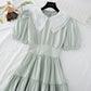 New style baby collar French waist closing skirt with thin temperament  4619