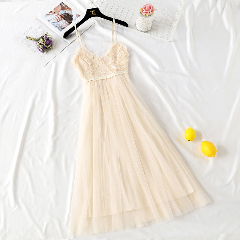 Knee length Sequin gauze skirt  4100