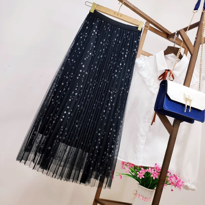 long A-line net gauze skirt  3699