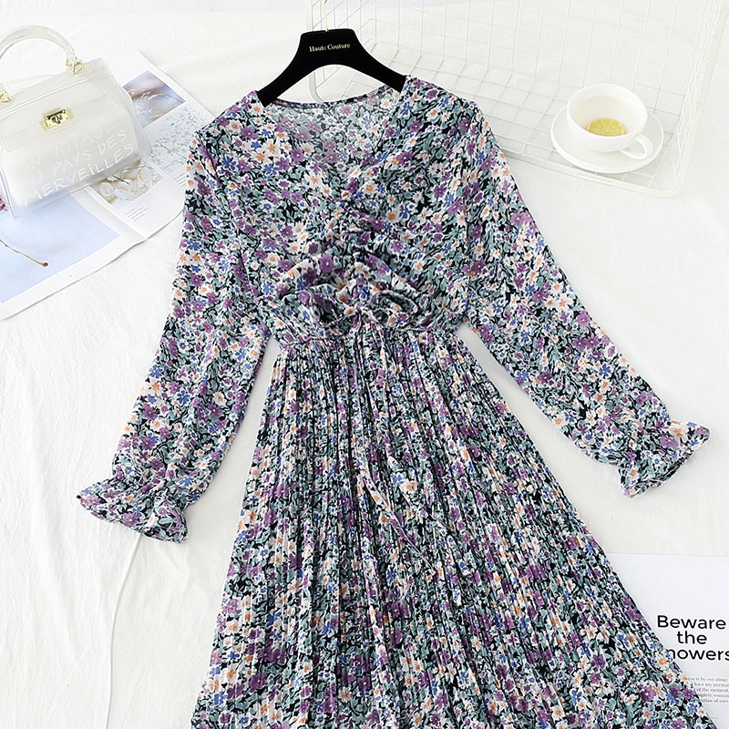 New lace up pleated waist for slim Pleated Chiffon Skirt  4712