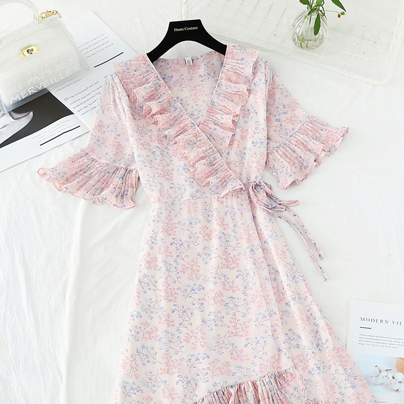 Der neue einteilige Rüschenrock zeigt dünnes Temperament, indem er die Taille schließt 4662