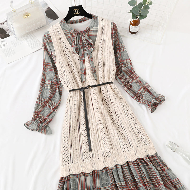 Fashion Net red chiffon bottomed dress for women  3865