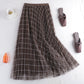 Nouveau style de début de printemps, jupe en maille, jupe plissée à imprimé écossais 3709