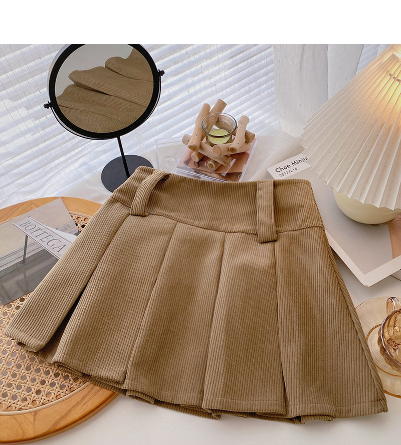 A-line pleated skirt high waist casual skirt  5370