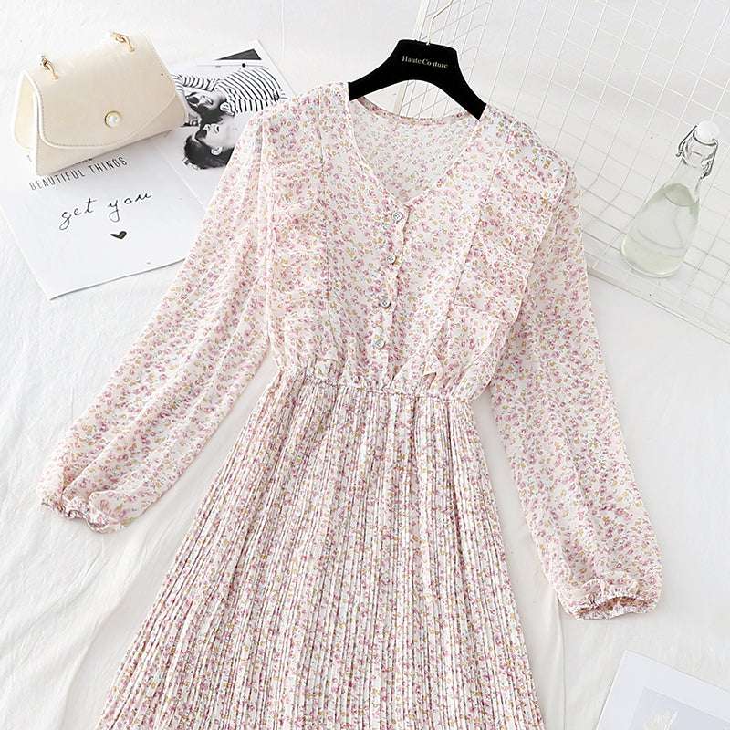 New Ruffle Chiffon Dress pleated skirt  4079