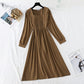 Solid color French retro dress women's wear with thin temperament  3938