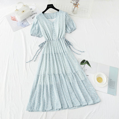 French first love sweet little fresh floral skirt tea break temperament small skirt  4881