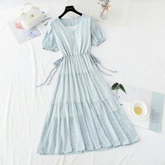 French first love sweet little fresh floral skirt tea break temperament small skirt  4881