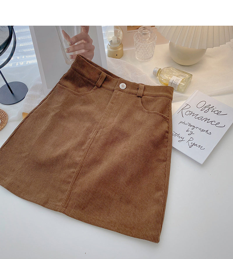A-line Corduroy Skirt is thin around the hips  5335