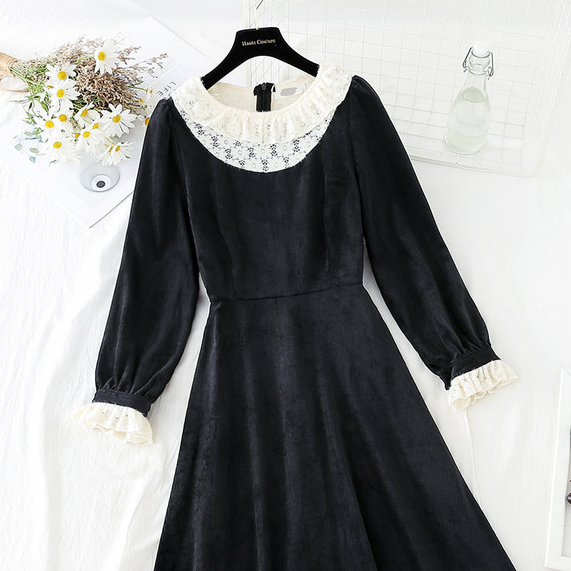 Retro High Waist thin Hepburn style bottomed small black skirt  4052